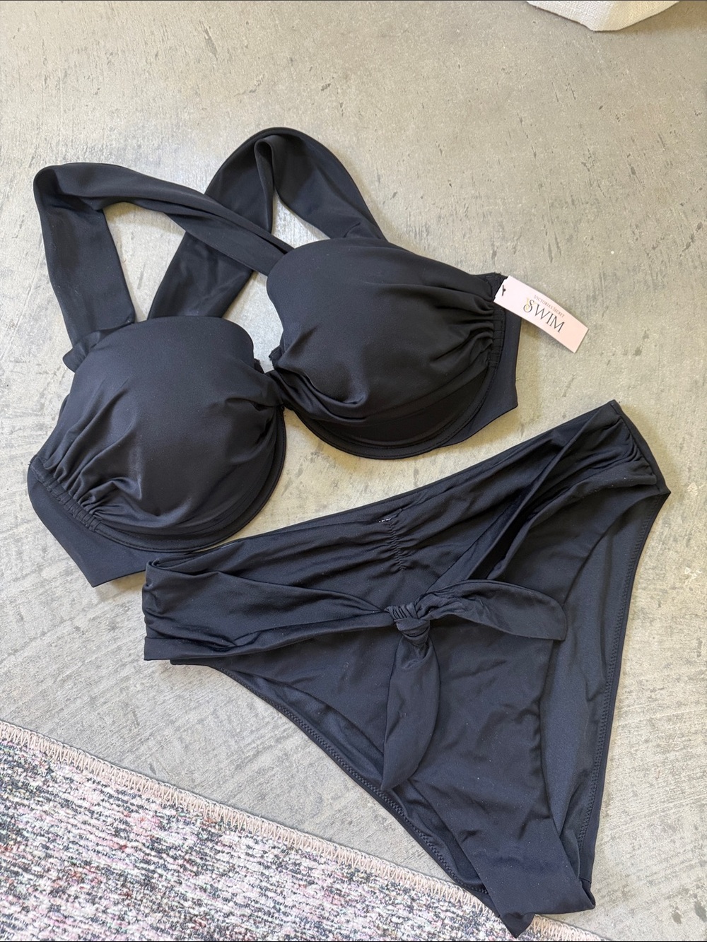 Victoria's Secret Black Twist-Front Bikini Set